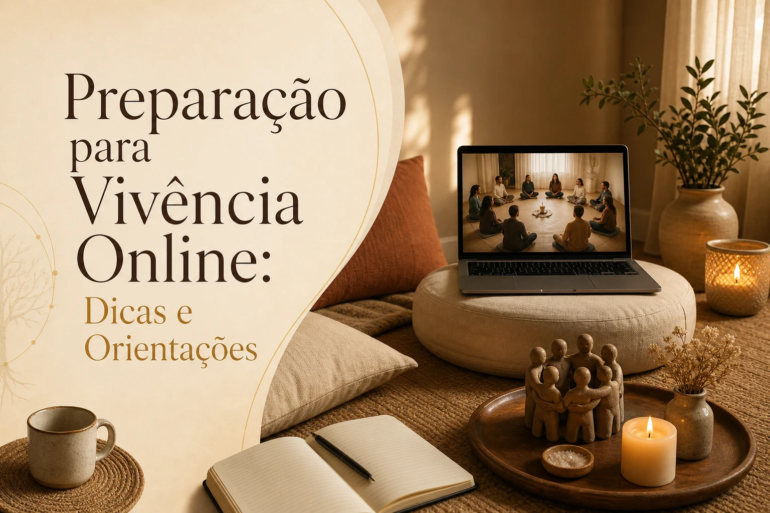 Imagem editorial para Como se Preparar para uma Vivência Online nas Constelações no canal constelacao blog.