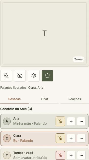 Controle de turnos e liberação de fala